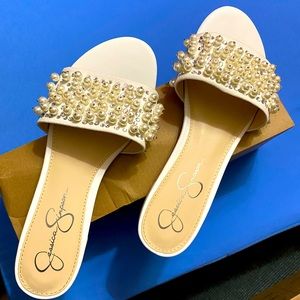 Brand new Jessica Simpson slides. Pearl adorned. Super cute! Size 8.